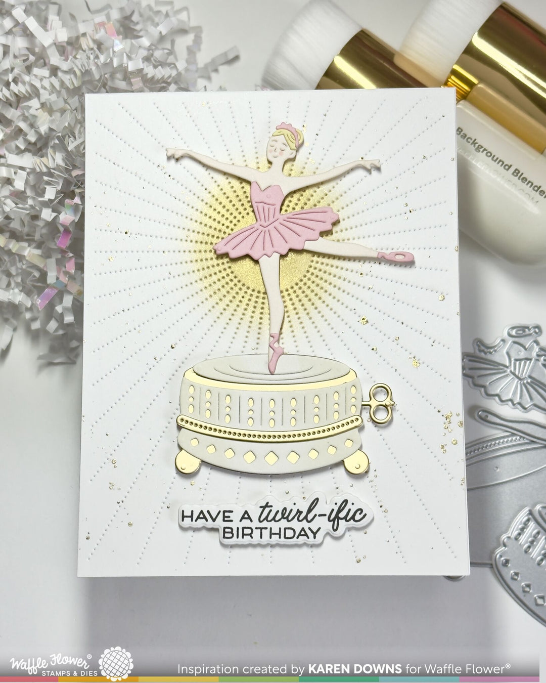 Project made with the Waffle Flower Ballerina Music Box Die by Karen