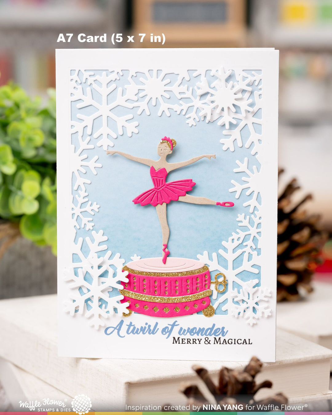 Project made with the Waffle Flower Ballerina Music Box Die by Nina