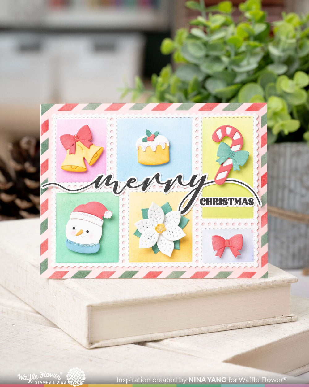 Project made with the Waffle Flower Postage Collage Christmas Icons Die by Nina