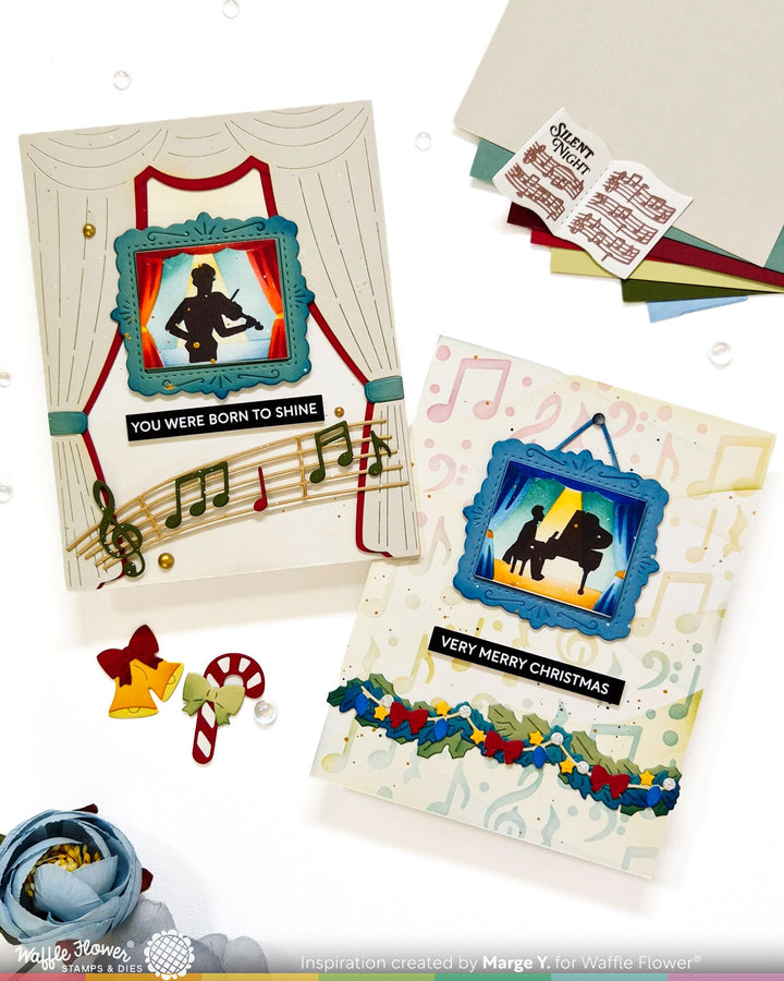 Project made with the Waffle Flower Postage Collage Ballerina Silhouettes Stamp Set by Marge