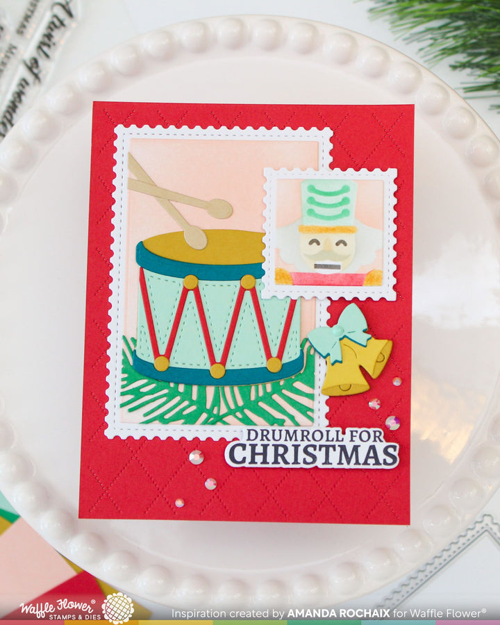 Project made with the Waffle Flower Square Postage Nutcracker Stencil by Amanda