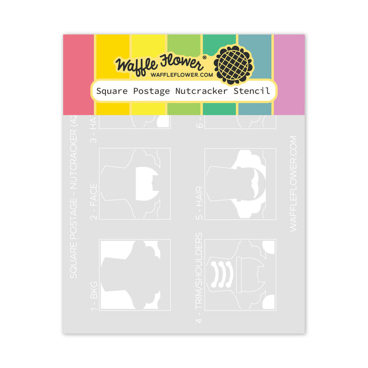 Waffle Flower Square Postage Nutcracker Stencil in its packaging