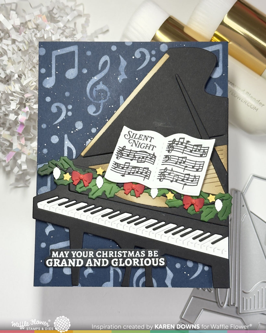 Project made with the Waffle Flower Grand Piano Die by Karen