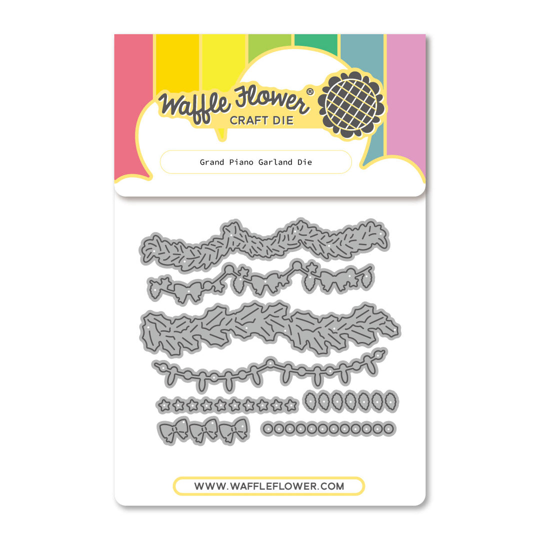Waffle Flower Grand Piano Garland Die in its packaging