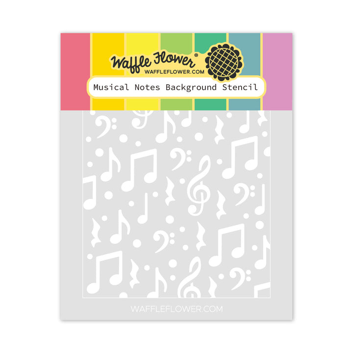 Waffle Flower Musical Notes Background Stencil in its packaging
