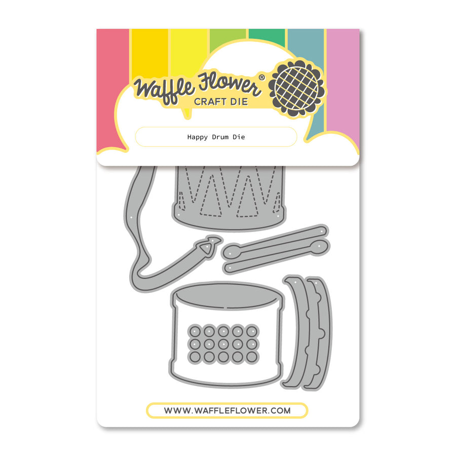 Waffle Flower Happy Drum Die in its packaging