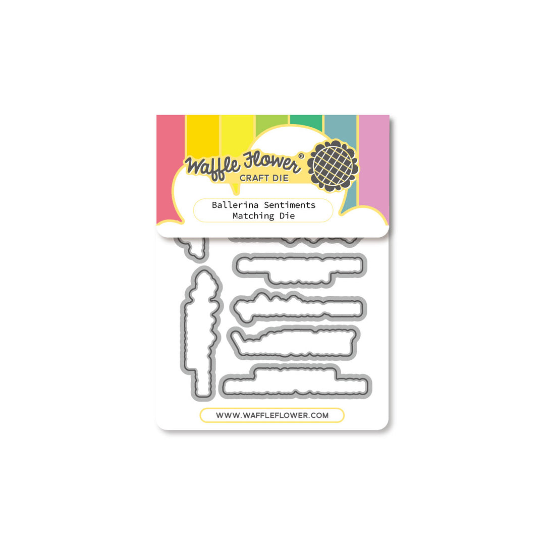 Waffle Flower Ballerina Sentiments Matching Die in its packaging