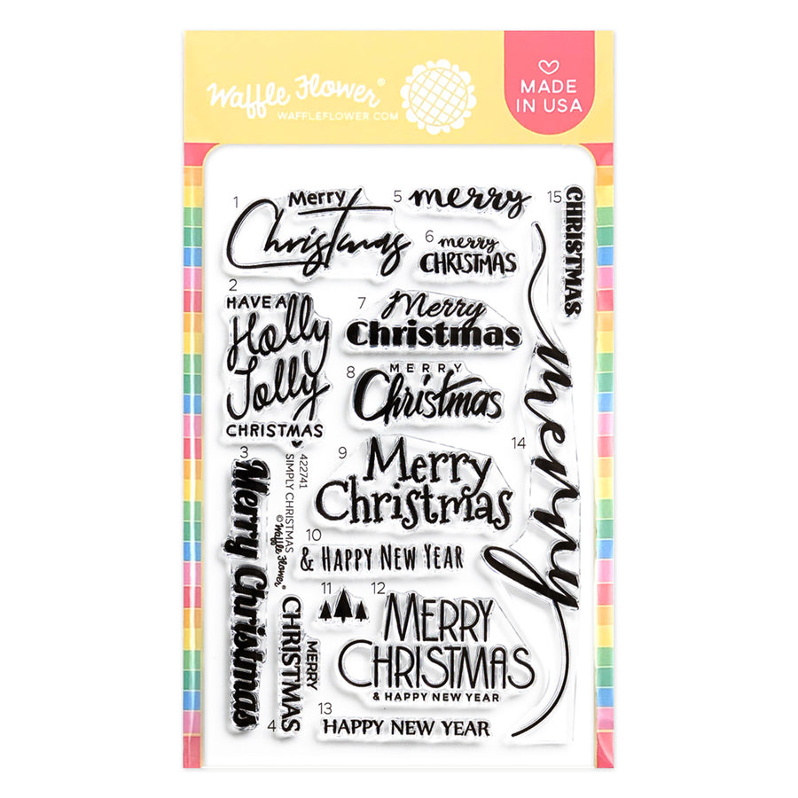 Waffle Flower Simply Christmas Stamp Set in its packaging