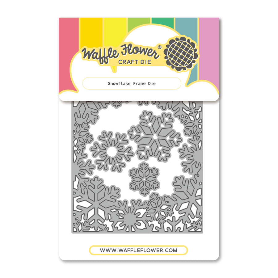 Waffle Flower Snowflake Frame Die in its packaging