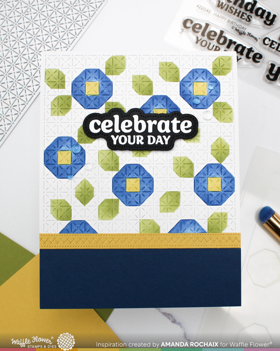 Waffle Flower - Quilted Floral Stencil