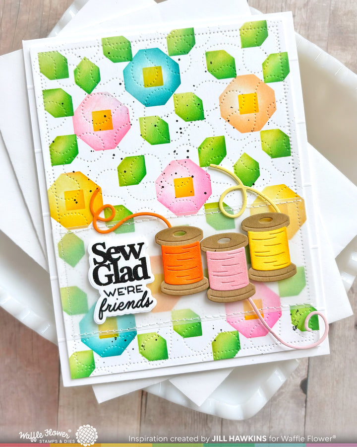 Waffle Flower - Quilted Floral Stencil
