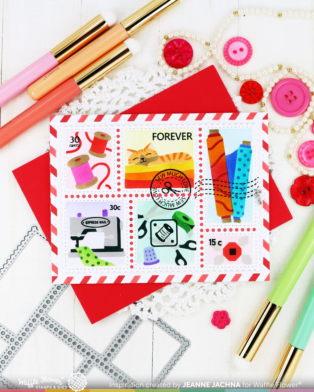 Waffle Flower - Postage Collage Sew Fun Stencil