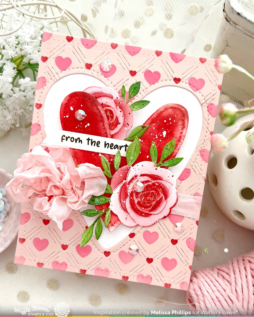 Waffle Flower - Double Stitched Hearts Die