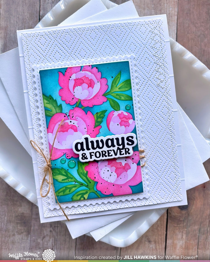 Waffle Flower - Nesting Postage Collage Peony Stencil