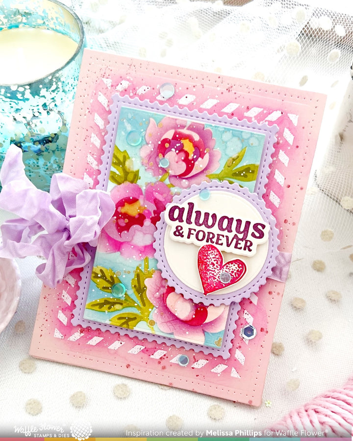 Waffle Flower - Nesting Postage Collage Peony Stencil