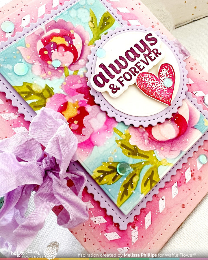 Waffle Flower - Nesting Postage Collage Peony Stencil