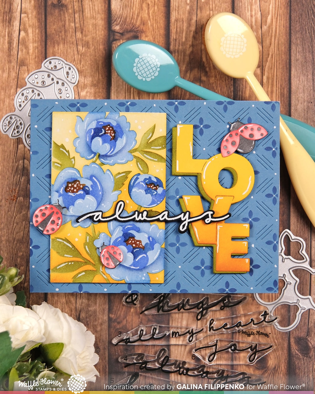 Waffle Flower - Overlapping Vertical Love Word Die