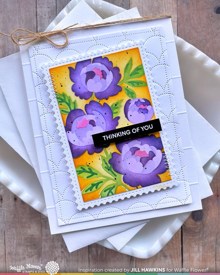 Waffle Flower - Nesting Postage Collage Peony Stencil