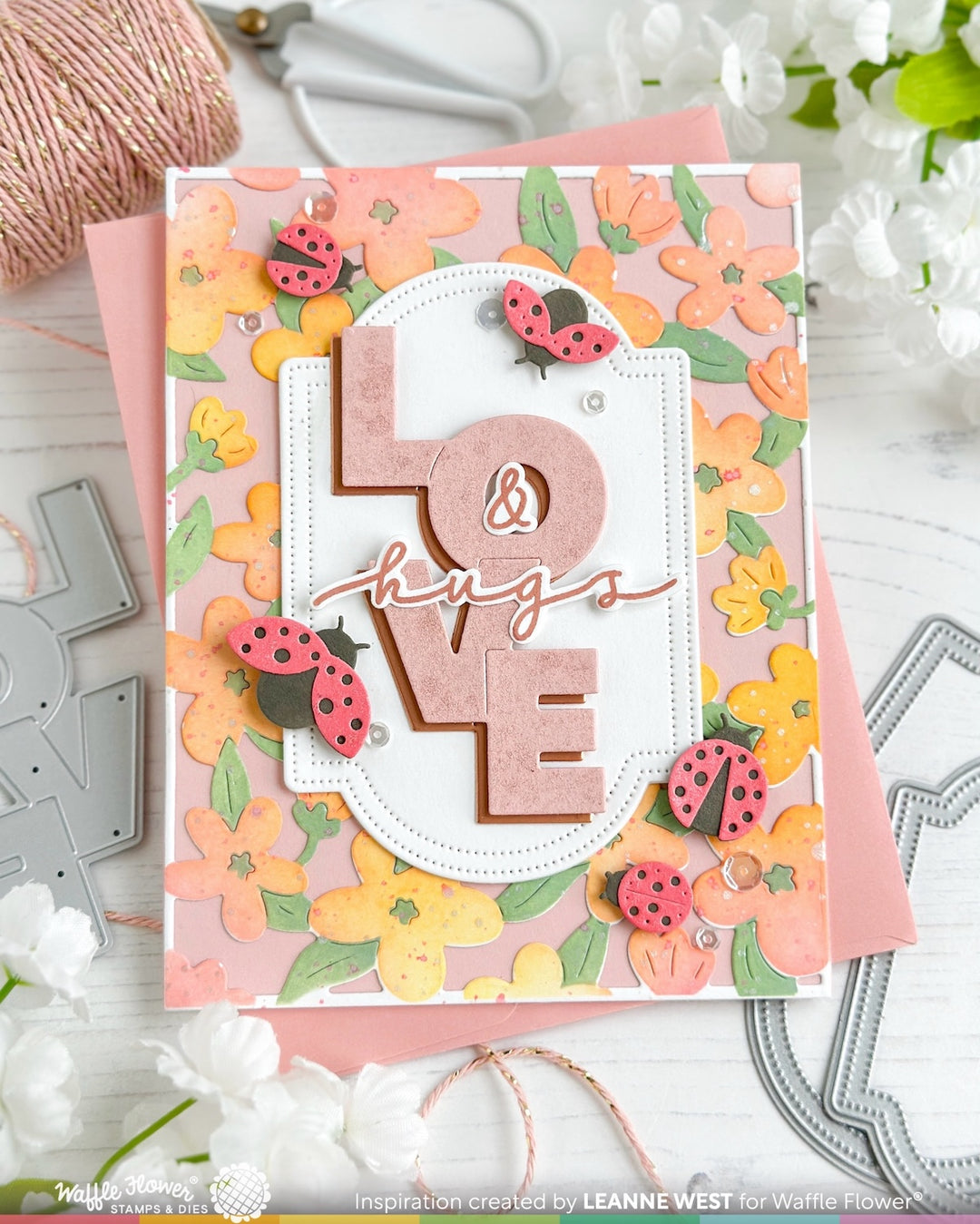 Waffle Flower - Overlapping Vertical Love Word Die