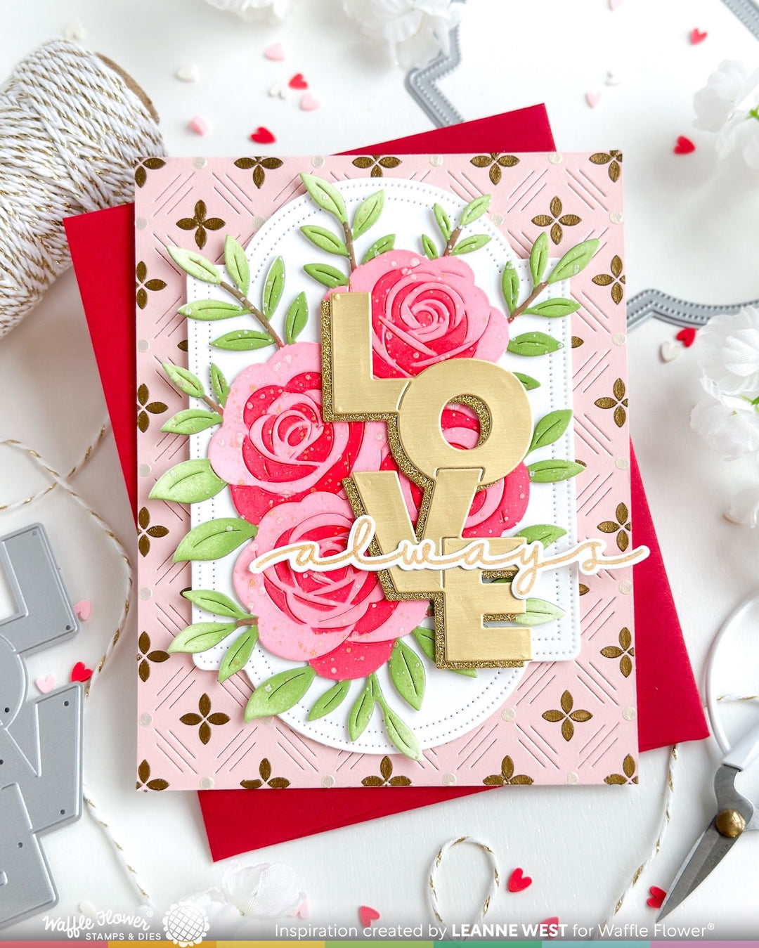 Waffle Flower - Overlapping Vertical Love Word Die