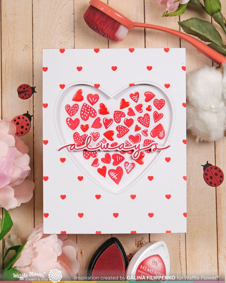 Waffle Flower - Inlaid Hearts Die-n-stencil