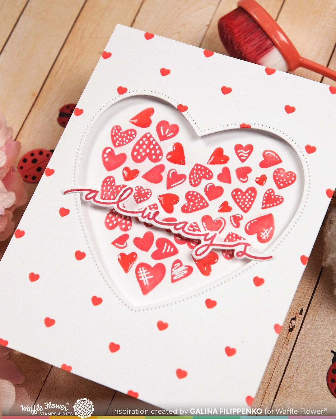 Waffle Flower - Dashed Lattice Hearts Stencil