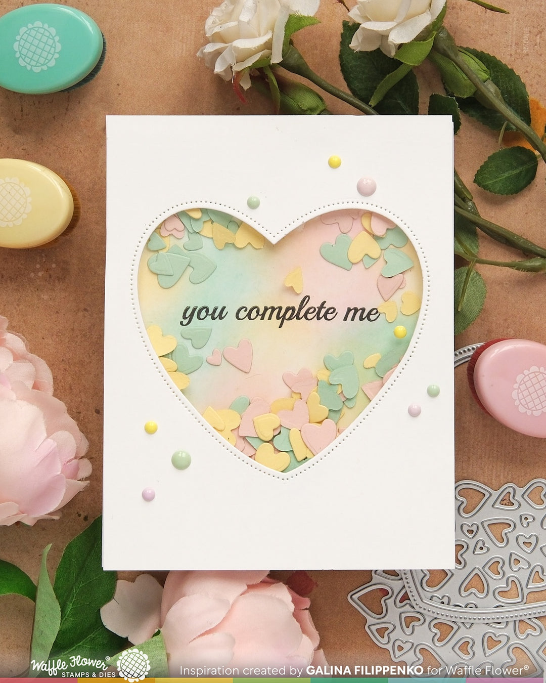 Waffle Flower - Inlaid Hearts Die-n-stencil