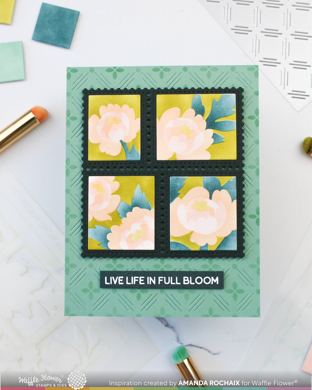 Waffle Flower - Postage Collage Peony Stencil