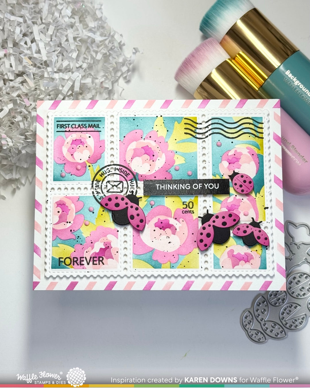 Waffle Flower - Postage Collage Peony Stencil