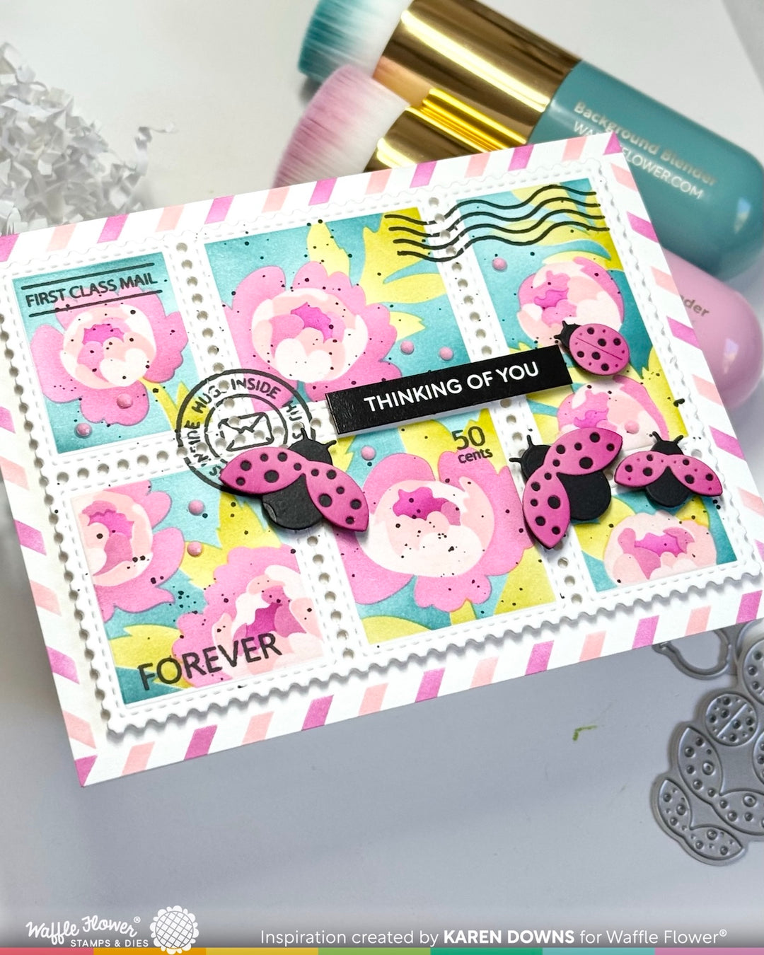 Waffle Flower - Postage Collage Peony Stencil