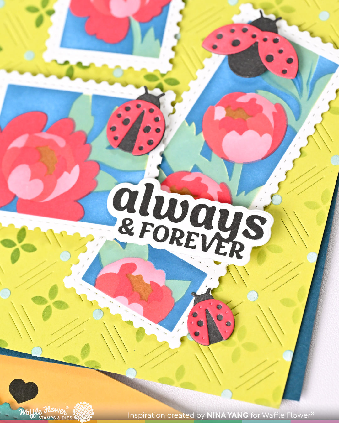 Waffle Flower - Postage Collage Peony Stencil