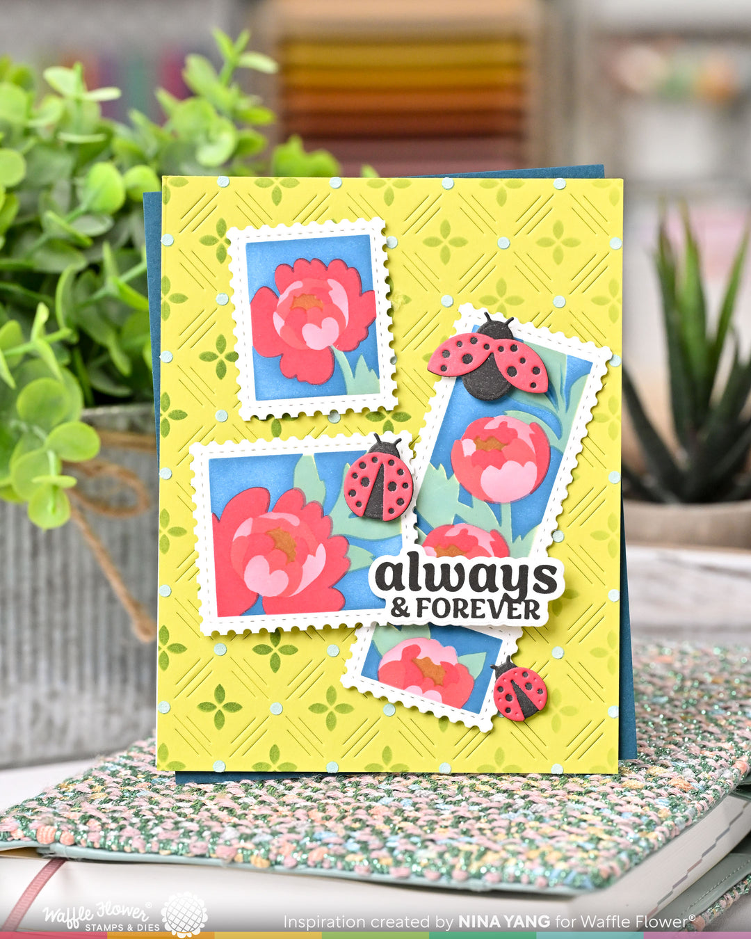 Waffle Flower - Postage Collage Peony Stencil