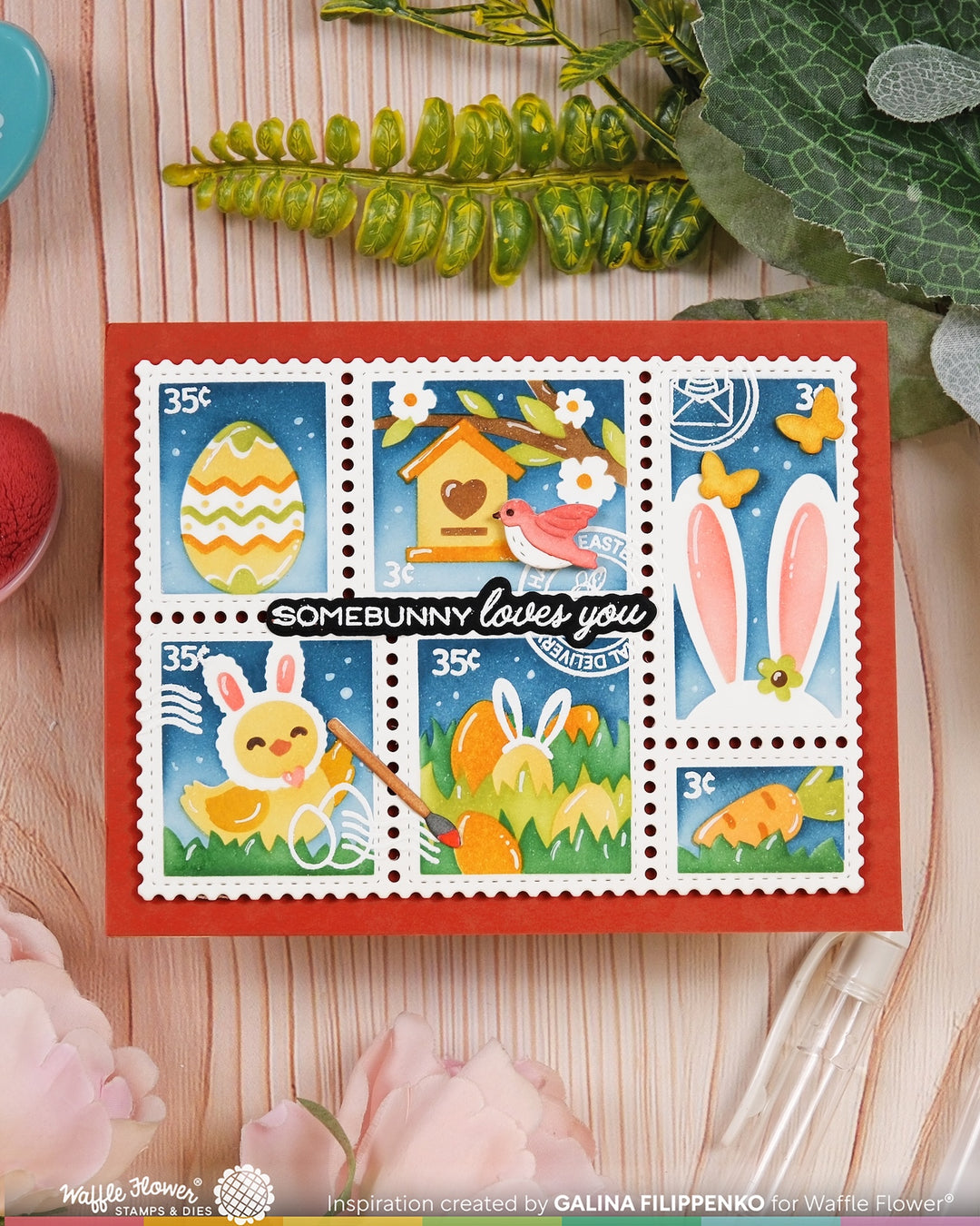 Waffle Flower - Postage Collage Egg Hunt Stamp Set
