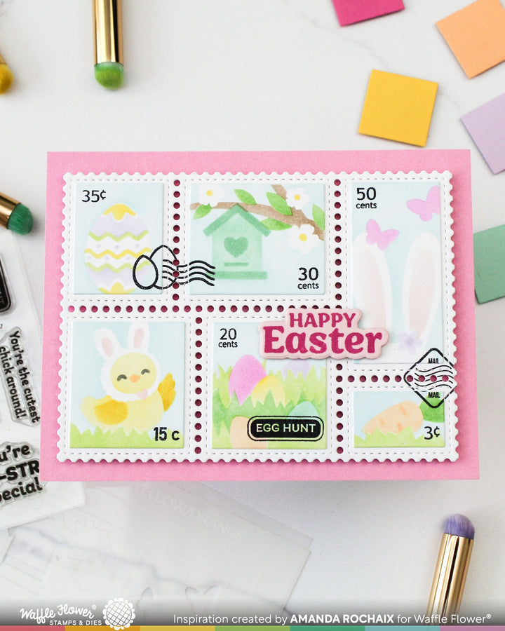 Waffle Flower - Postage Collage Egg Hunt Stamp Set