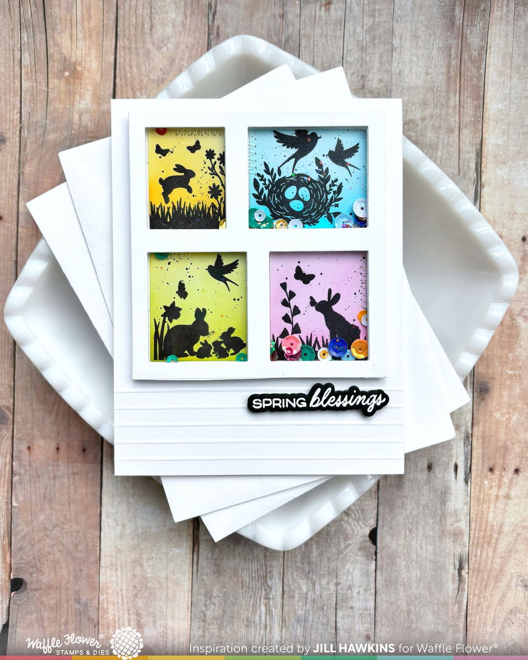 Waffle Flower - Postage Collage Spring Silhouettes Stamp Set