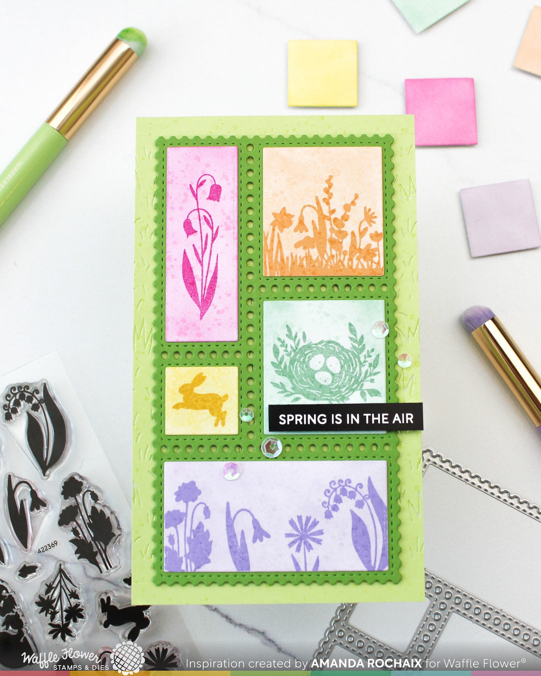 Waffle Flower - Postage Collage Spring Silhouettes Stamp Set