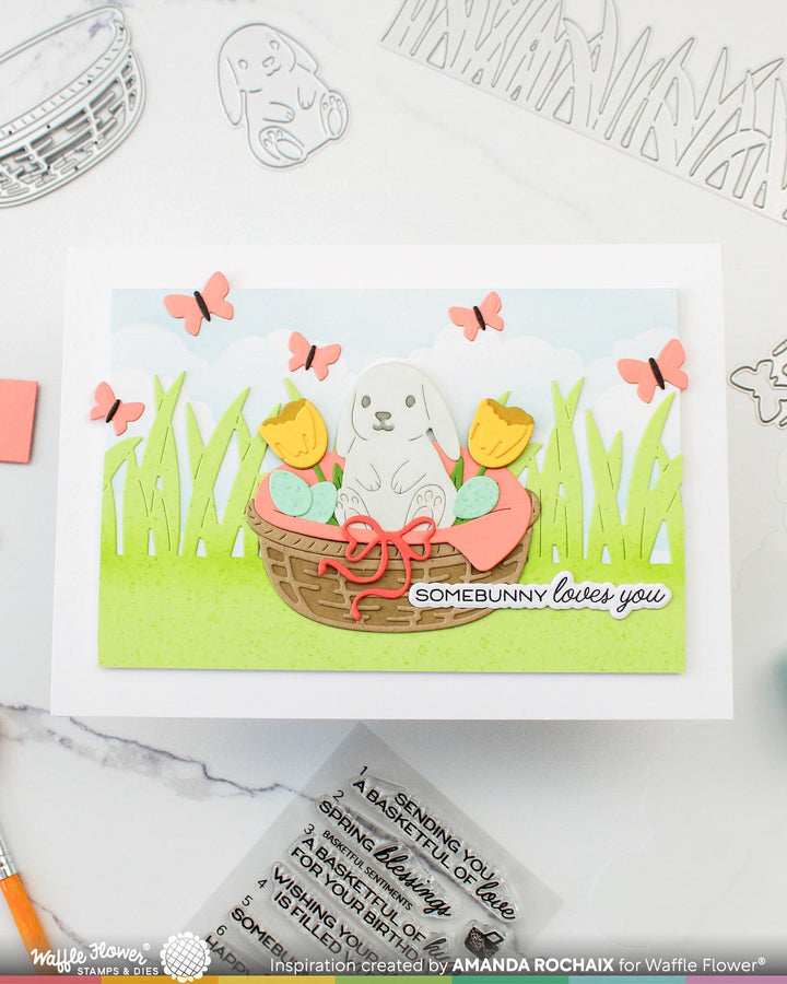 Waffle Flower - Basketful of Bunny Duo Die-n-stencil