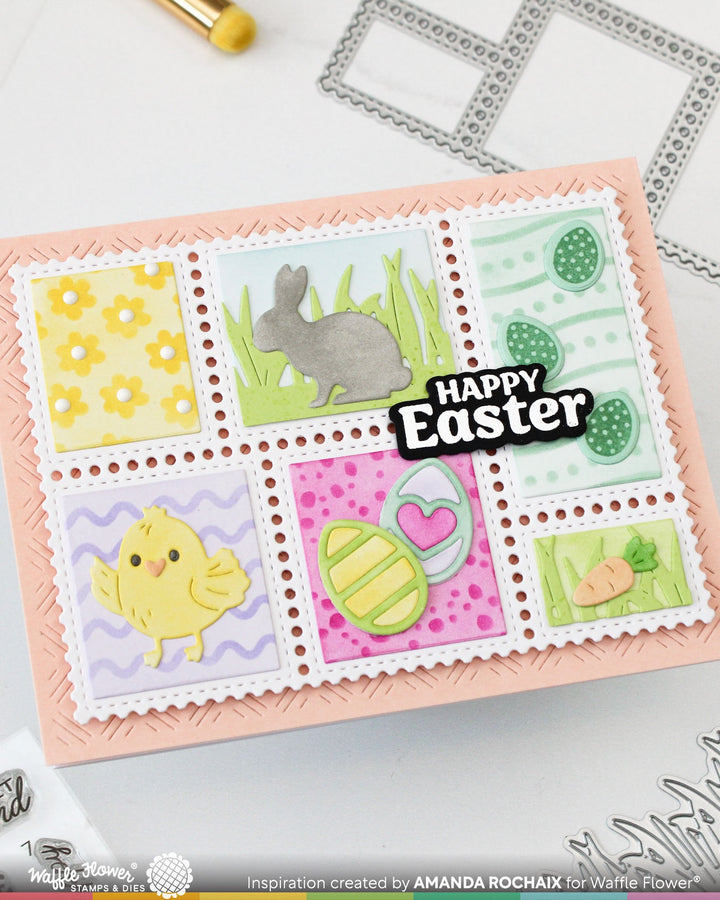 Waffle Flower - Postage Collage Bunny Silhouettes Die