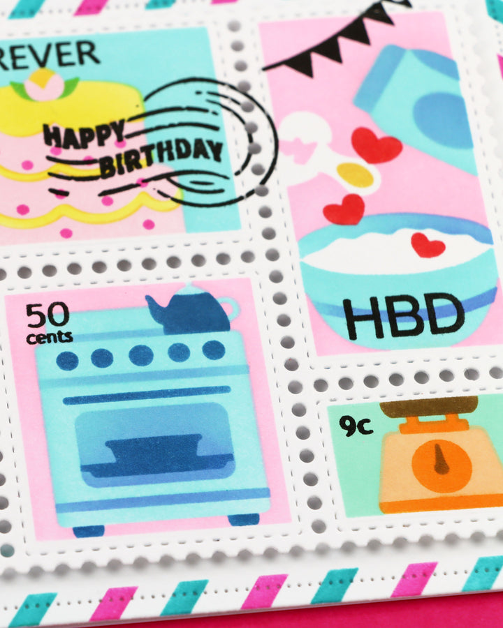 Waffle Flower - Postage Collage Baking Fun Stencil