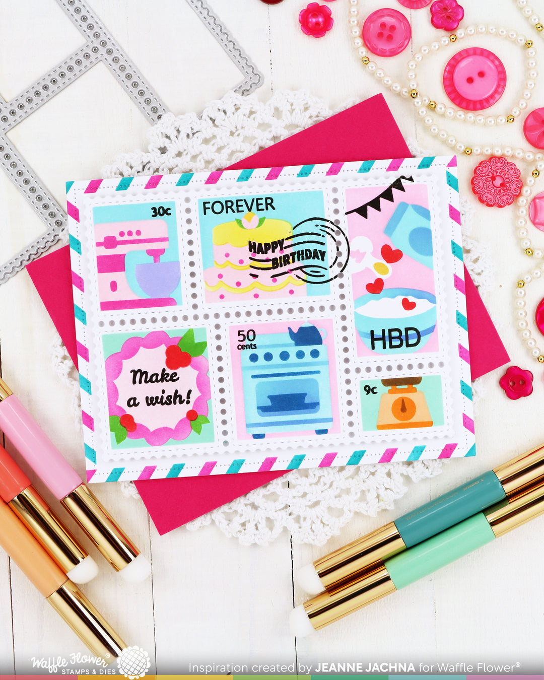 Waffle Flower - Postage Collage Baking Fun Stencil