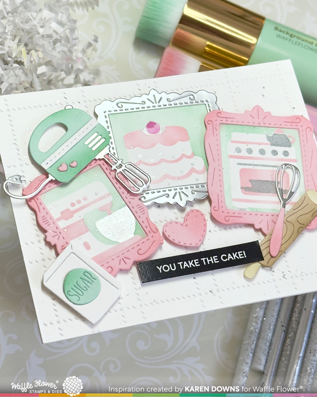 Waffle Flower - Postage Collage Baking Fun Stencil