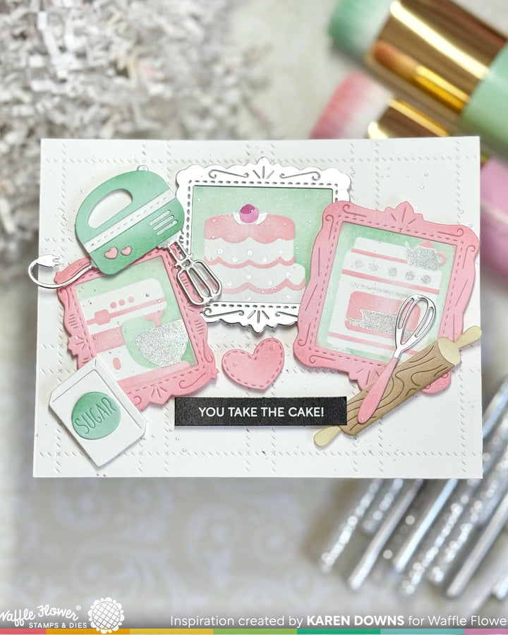 Waffle Flower - Postage Collage Baking Fun Stencil