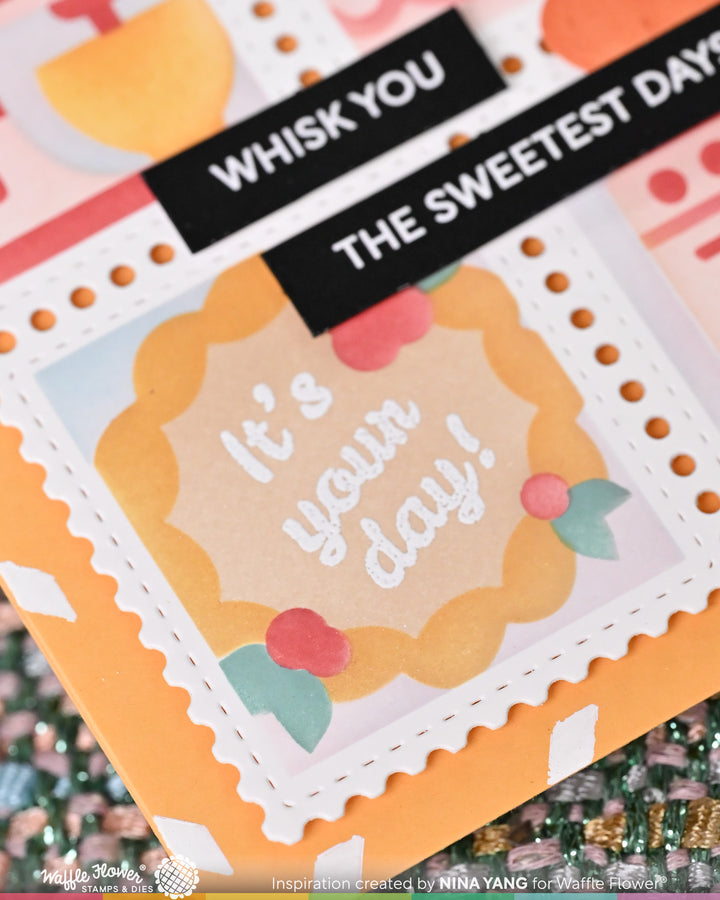 Waffle Flower - Postage Collage Baking Fun Stencil