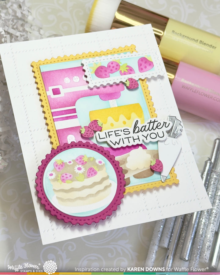 Waffle Flower - Nesting Postage Collage Baking Fun Stencil