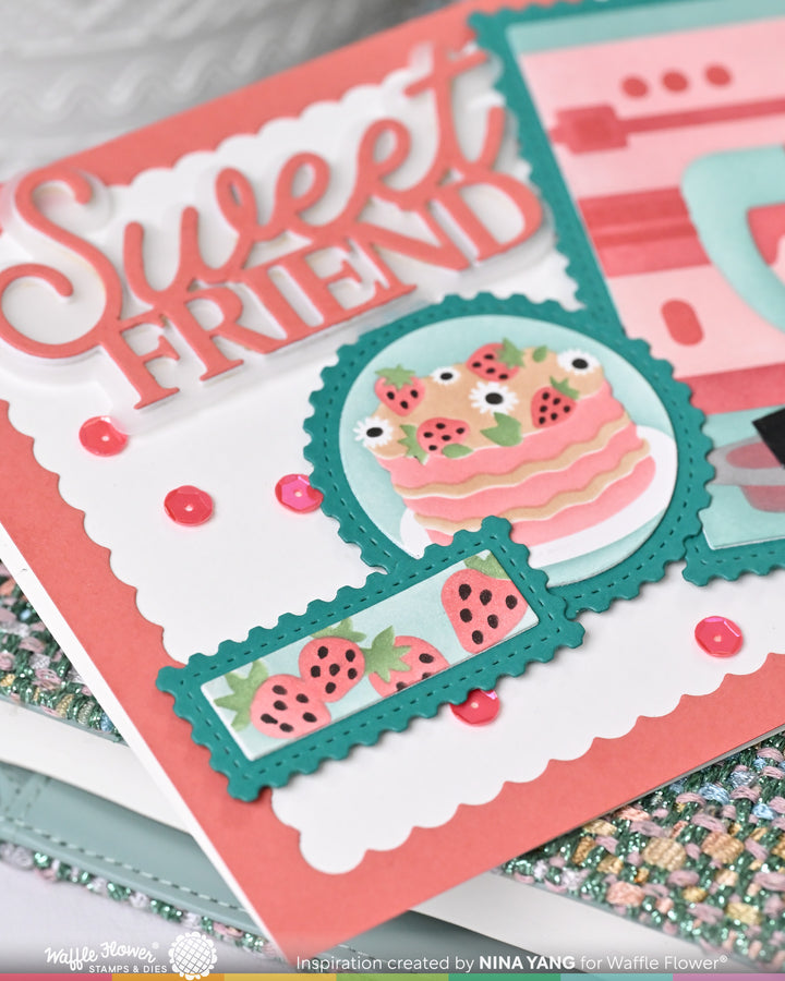 Waffle Flower - Nesting Postage Collage Baking Fun Stencil