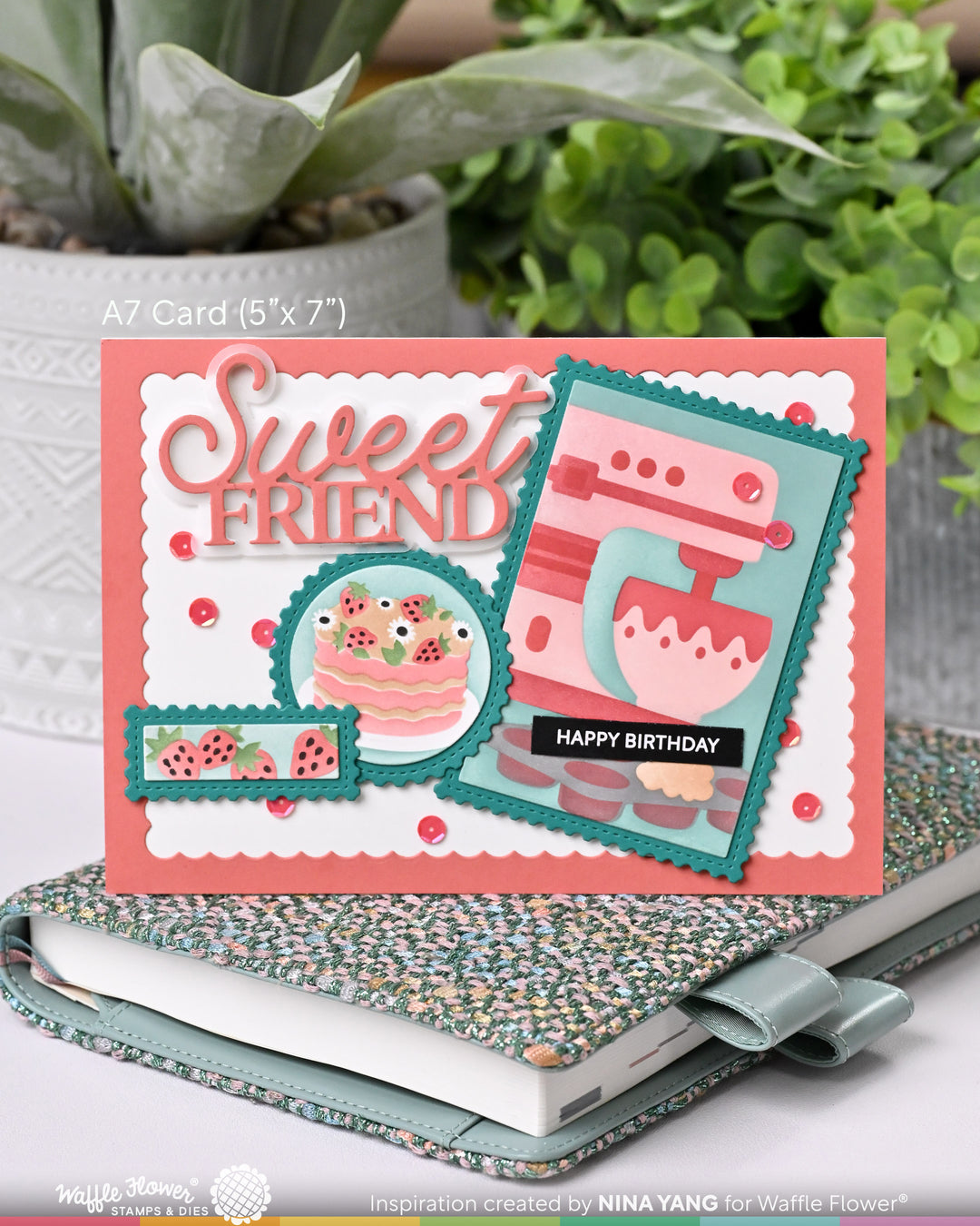 Waffle Flower - Nesting Postage Collage Baking Fun Stencil