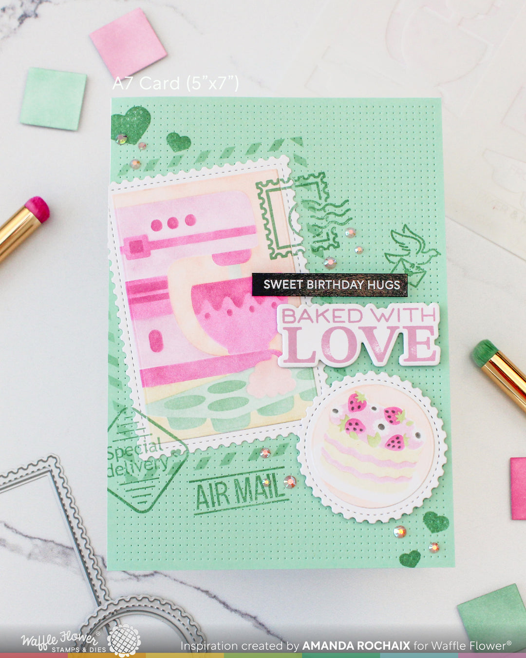 Waffle Flower - Nesting Postage Collage Baking Fun Stencil