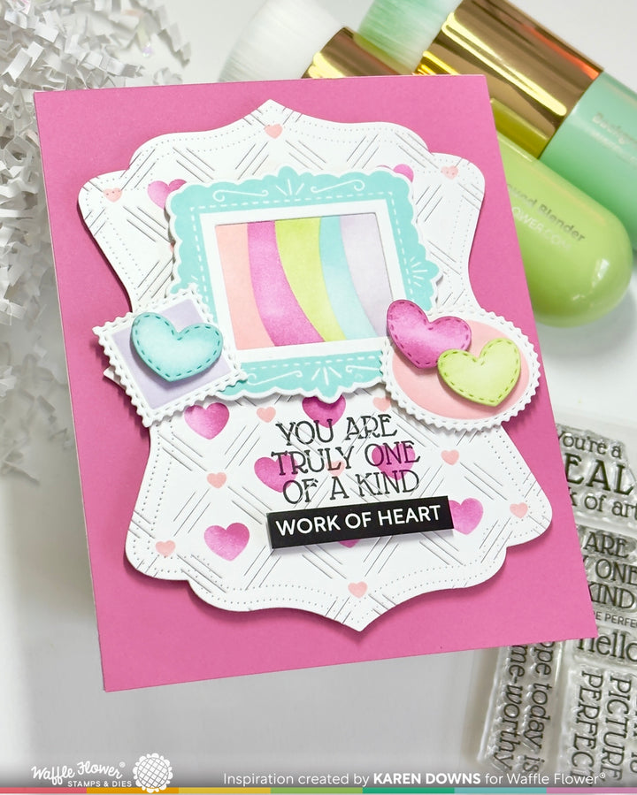 Waffle Flower - Postage Collage Wavy Lines Stencil