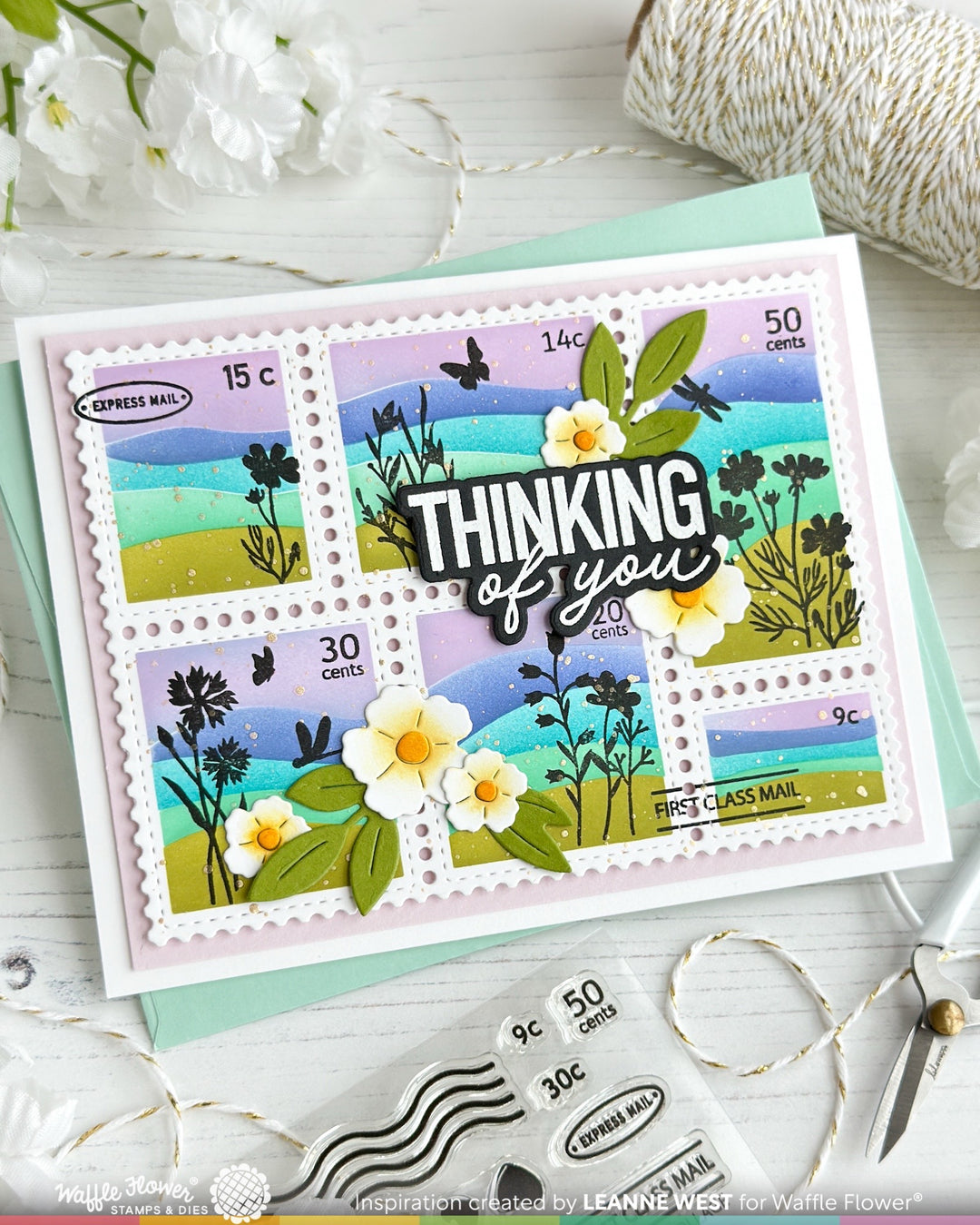 Waffle Flower - Postage Collage Wavy Lines Stencil