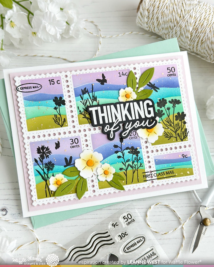 Waffle Flower - Postage Collage Wavy Lines Stencil